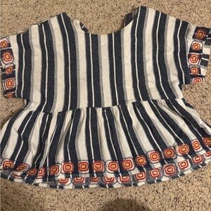 Maeve Denim and Cream Striped Top